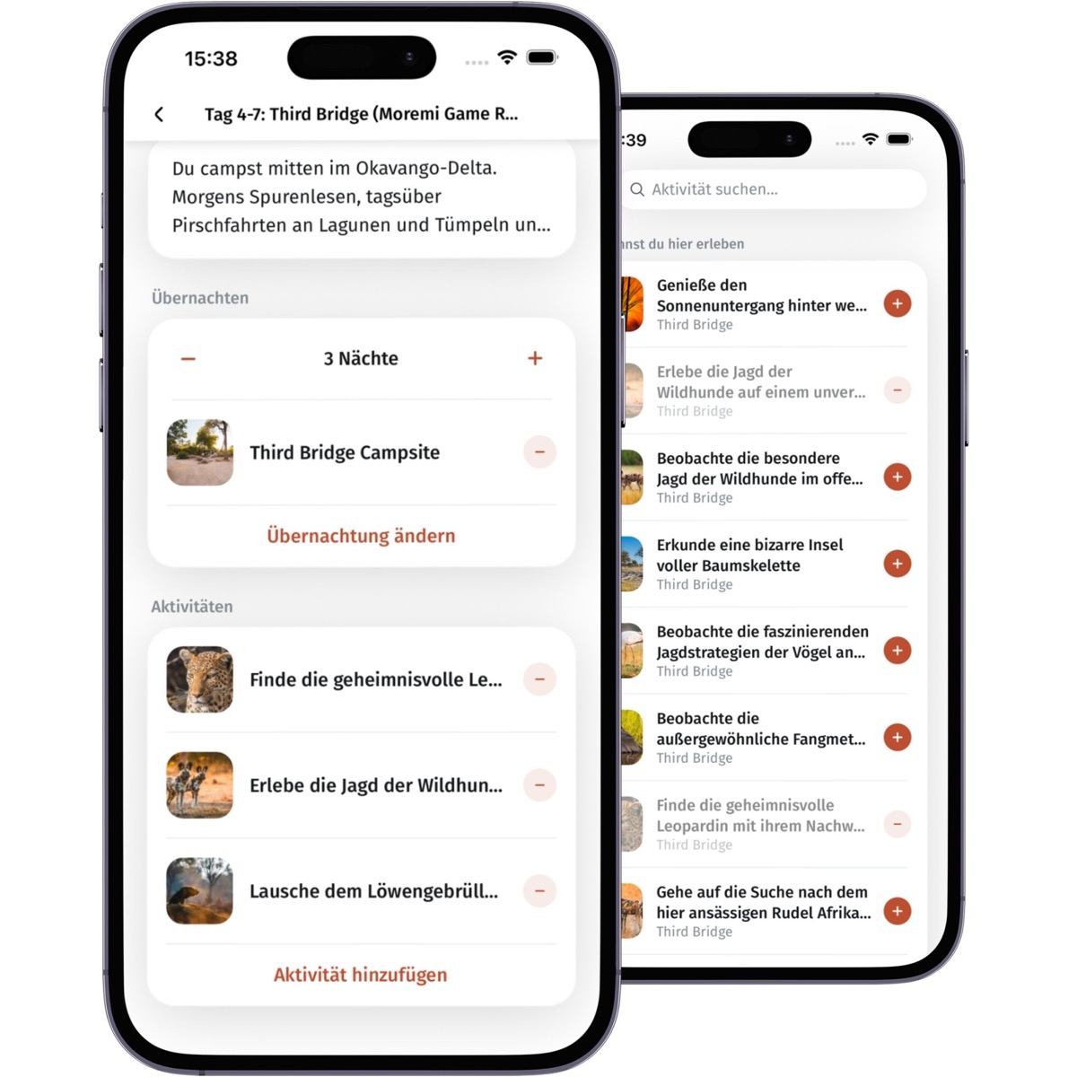 Etappen einer Route in der App